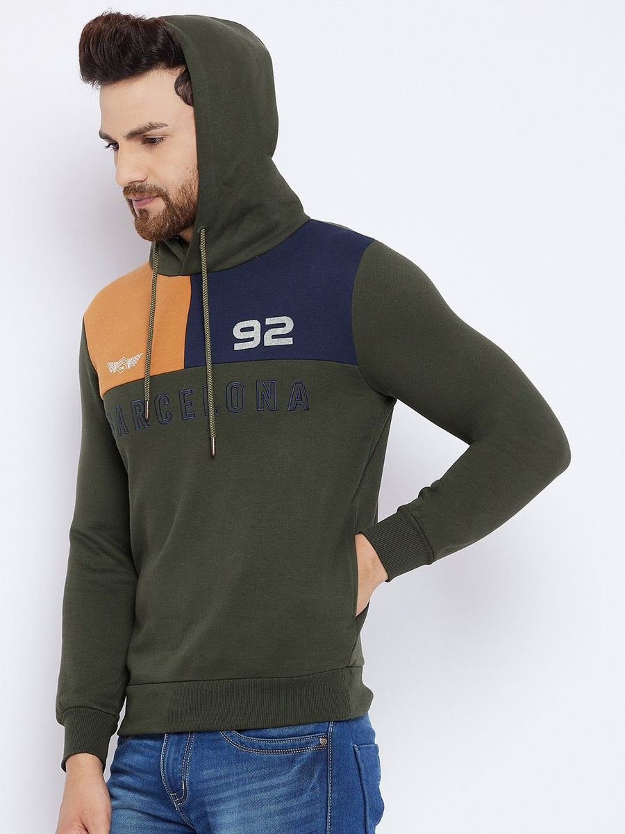 Camla Men Olive Hooded Sweatshirt