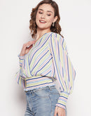 Camla Barcelona Striped Yellow Wrap Top