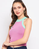 Madame Pink Halter Neck Fitted Top