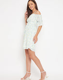 Camla Barcelona Women'S Off White Floral Fit & Flared Dress