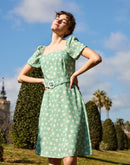 Madame  Green Floral A-Line Dress