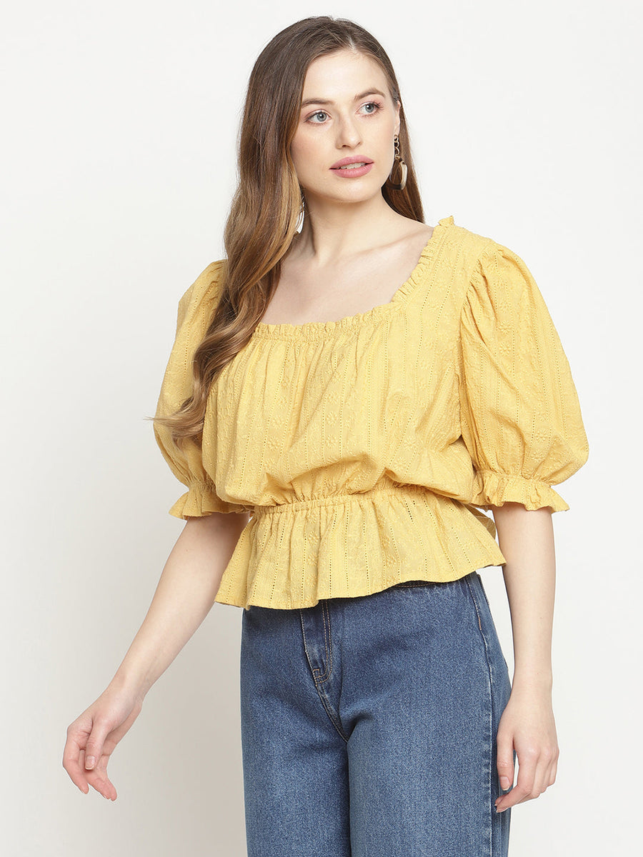 Camla Women Mustard Solid Top