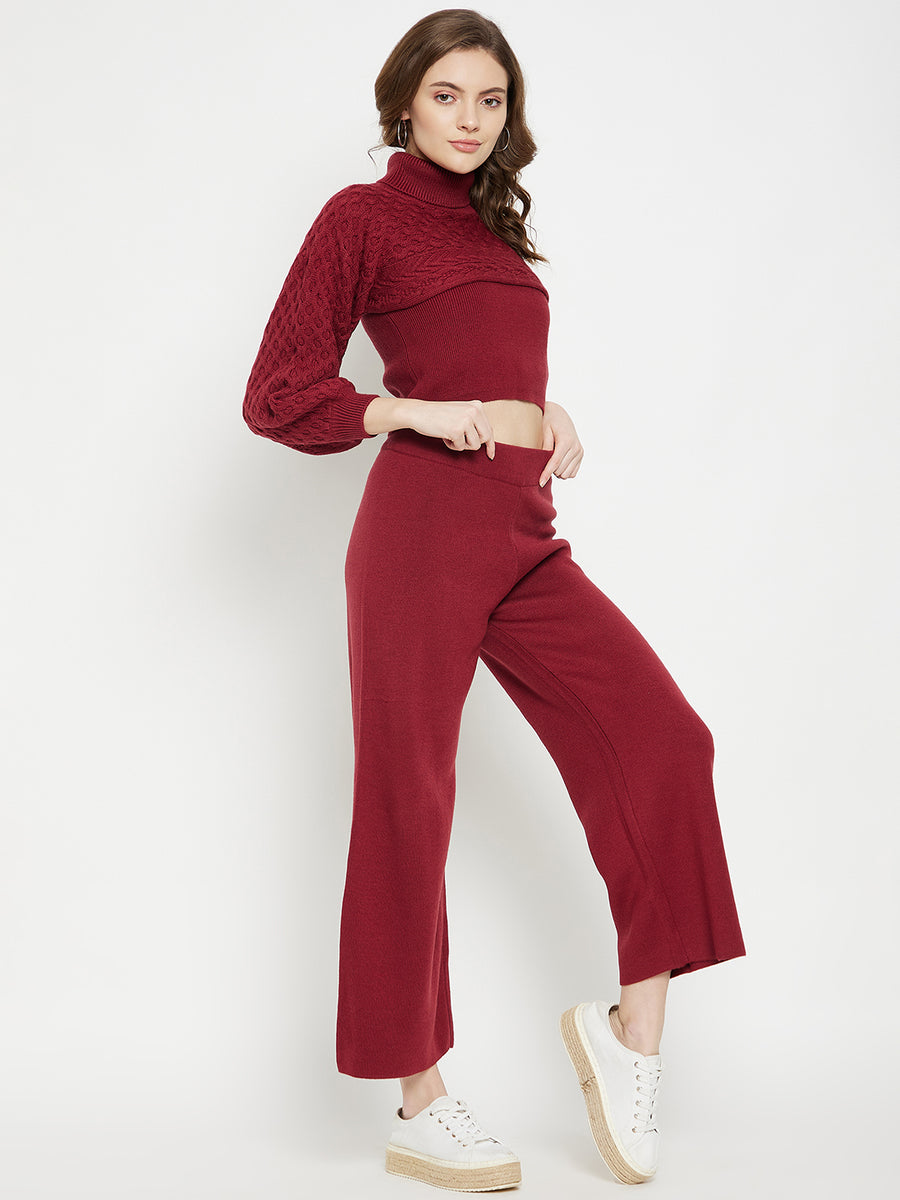 Camla Barcelona Turtle Neck Rust Co-ord Set for Women