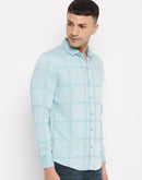 Camla Men Ice Blue Check Shirt