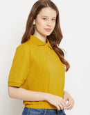 Madame  Mustard Solid Polo T-Shirt