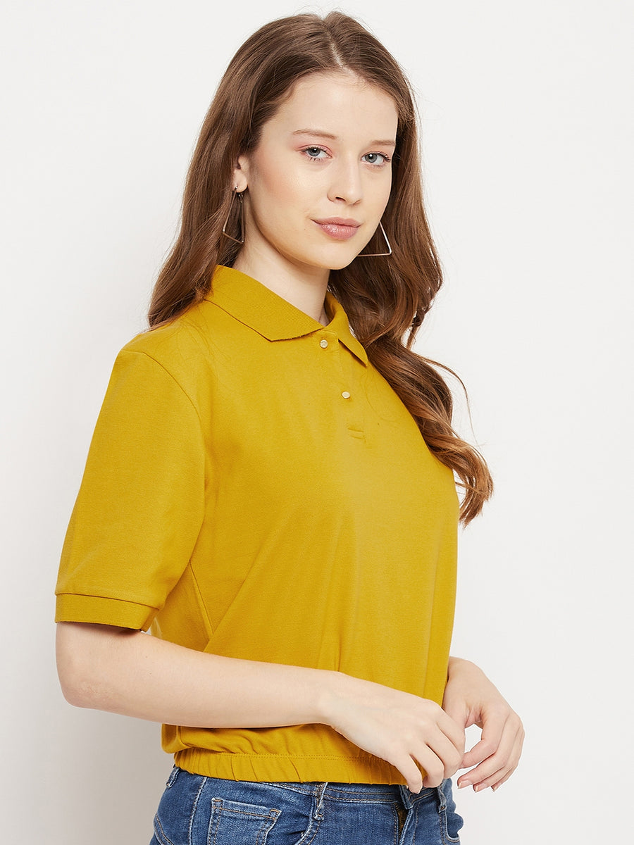 Madame  Mustard Solid Polo T-Shirt