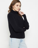 Camla Barcelona Cable Knit Black Turtleneck Sweater
