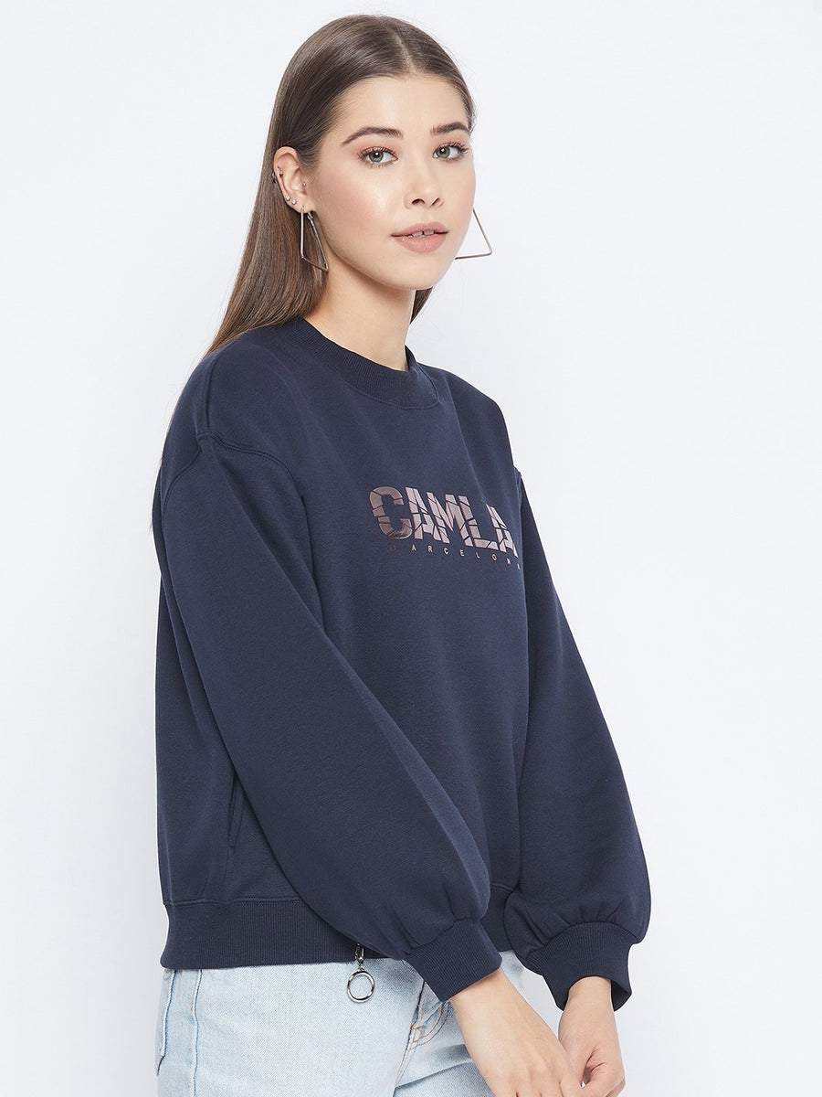 Camla Women Navy Sweat-Shirt