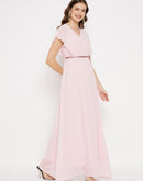 MADAME Embellished Waist Pink Maxi Dress