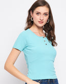 Madame Aqua Fitted Cotton Top