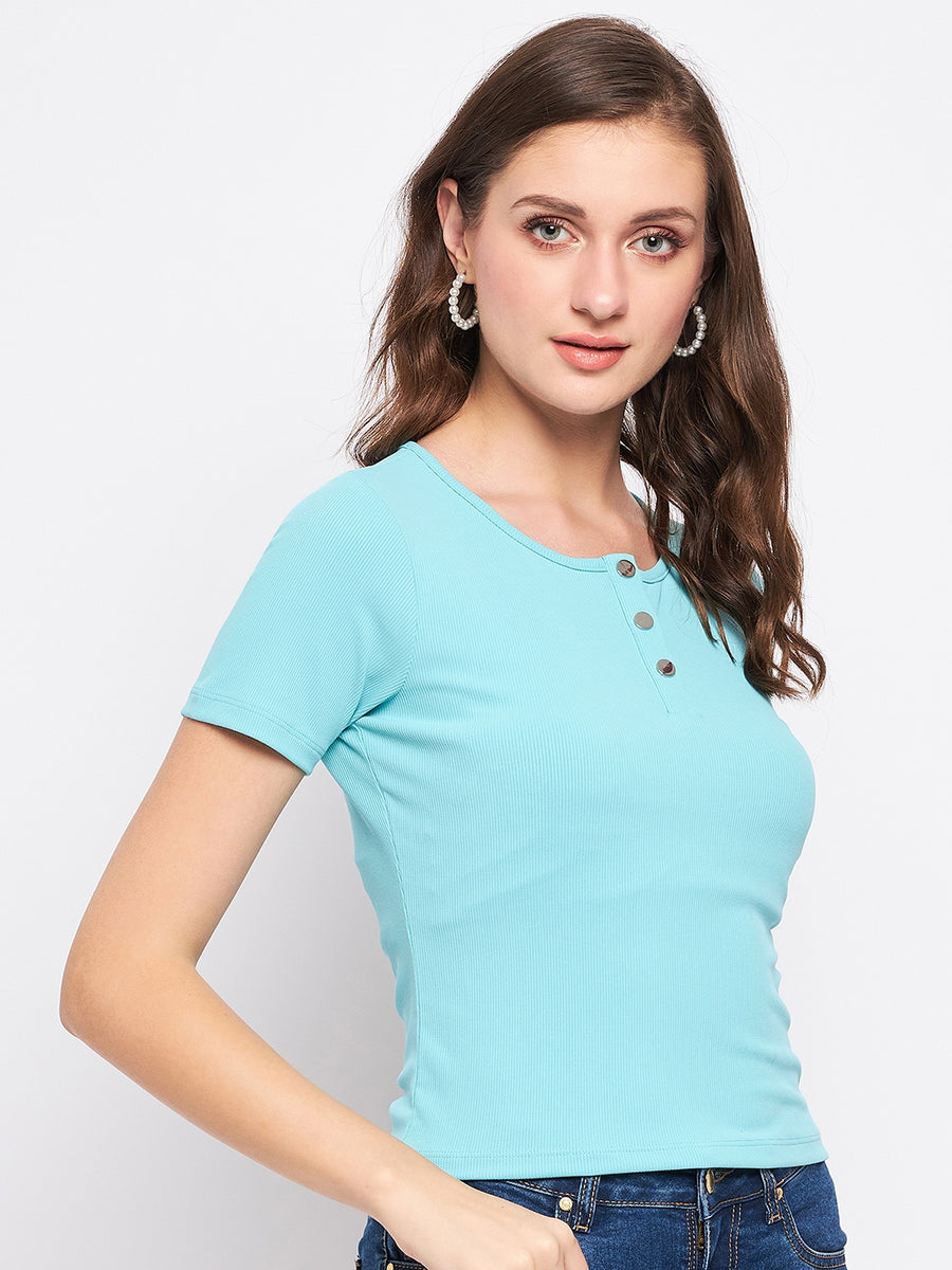 Madame Aqua Fitted Cotton Top