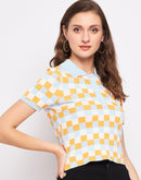Madame Orange Shirt Collar Knit Top