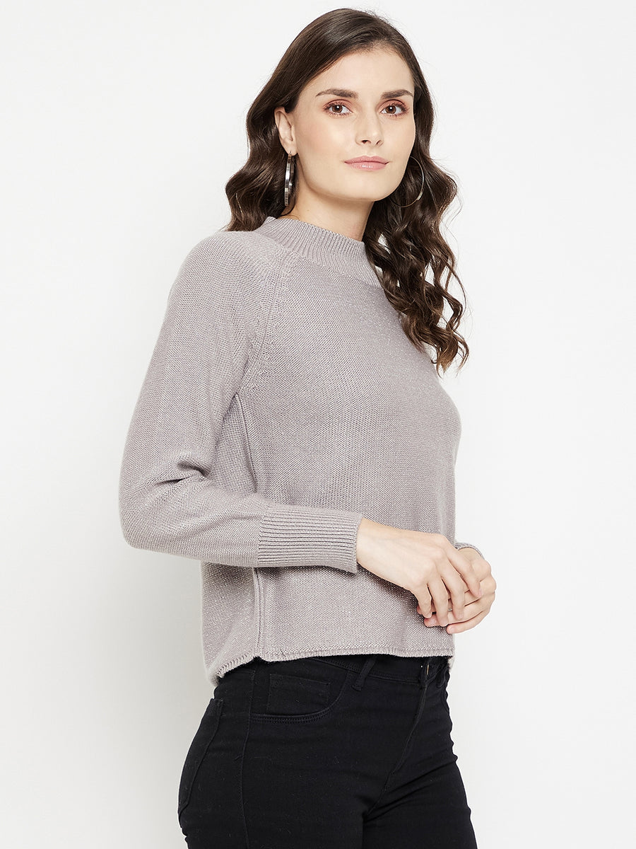 CAMLA Barcelona Grey Solid Sweater for Women