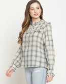 Camla Barcelona Women'S Self Design Checkered Top