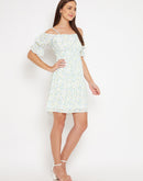 Camla Barcelona Women'S Off White Floral Fit & Flared Dress