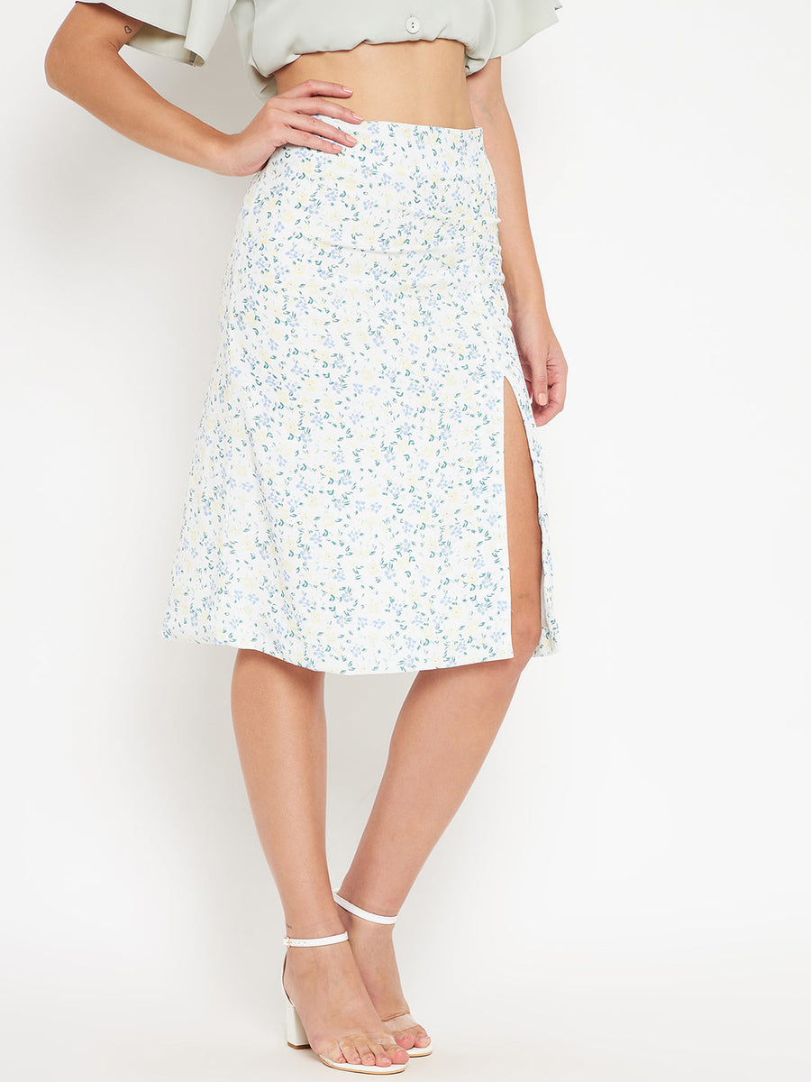 Camla Women White Floral Skirt