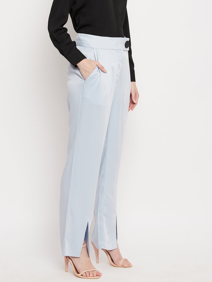 Madame  Sky Blue Straight Fit Trouser