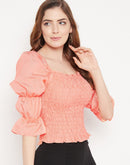 MADAME Cinched Sleeves Gather Top