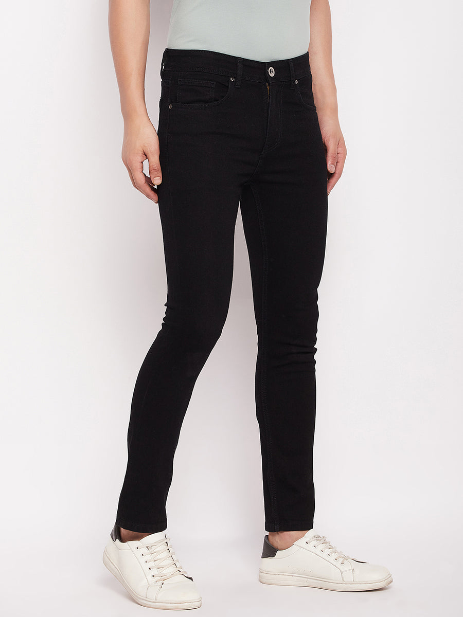 Camla Solid Black Skinny Fit Jeans