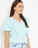 Camla Barcelona Ruffle Detail Mint Green Top