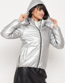 Madame Hooded Silver Puffer Jacket