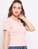 Madame Solid Dusty Pink Round Neck Top