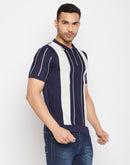 Camla Barcelona Navy Zipped Collar Cotton Tshirt