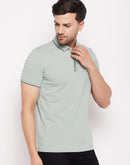 Camla Green Cotton  Polo Collar T Shirt