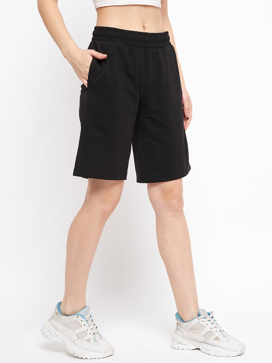 MSecret Mid-Rise Solid Black Shorts