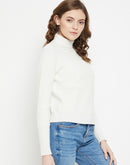 Camla Barcelona Textured Off-White Turtleneck Sweater