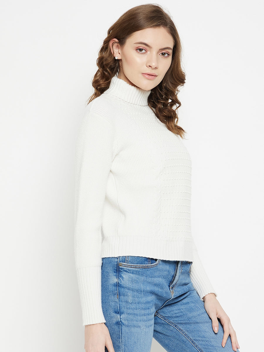 CAMLA Turtle Neck Ribbed Sleeve Sweater for Women