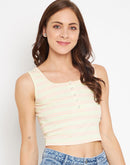Camla Women Yellow Striped Crop Top