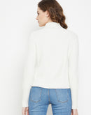 Camla Barcelona Textured Off-White Turtleneck Sweater