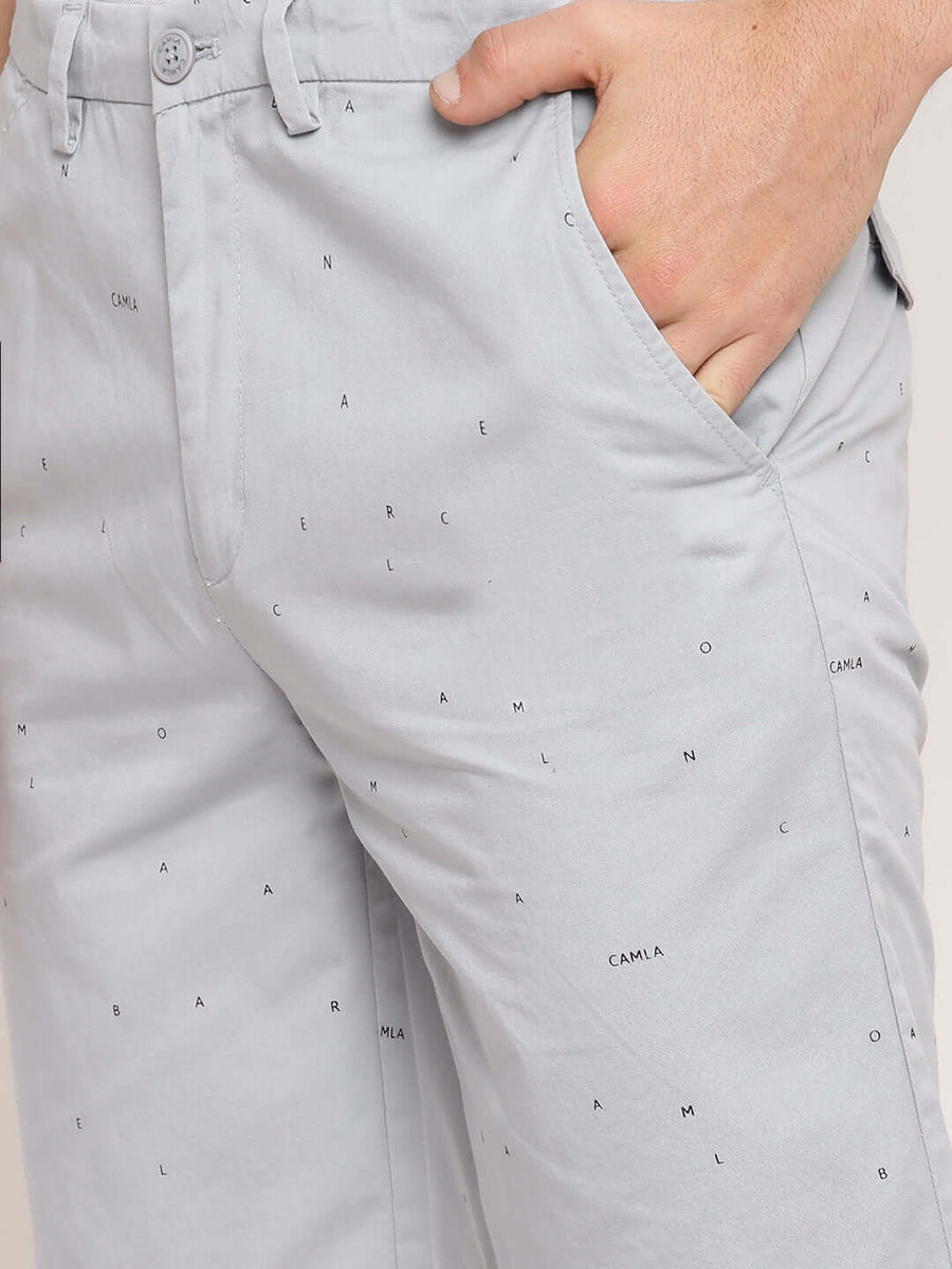 Camla Barcelona Men Letter Print Sky Blue Shorts