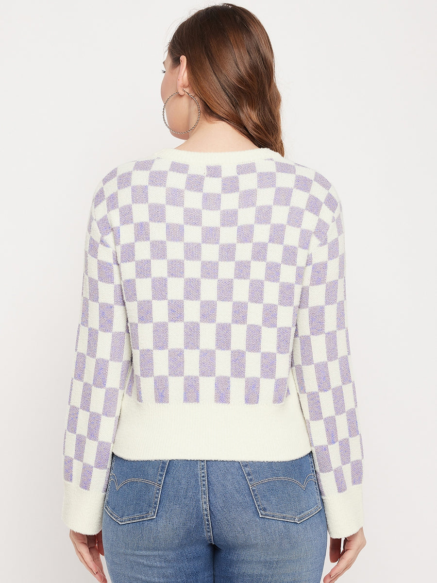 MADAME Checkered Short Sweater for Women