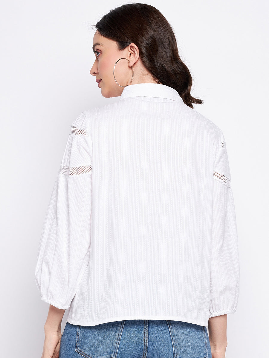 MADAME White Lace Detailed Shirt