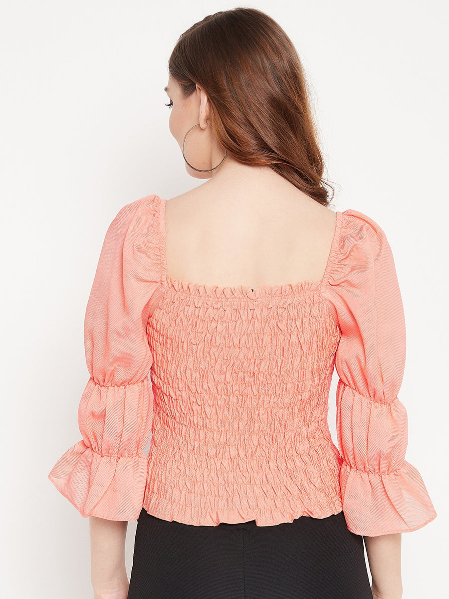 MADAME Cinched Sleeves Gather Top