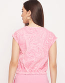 Madame Pink Elasticated Print Crop Top