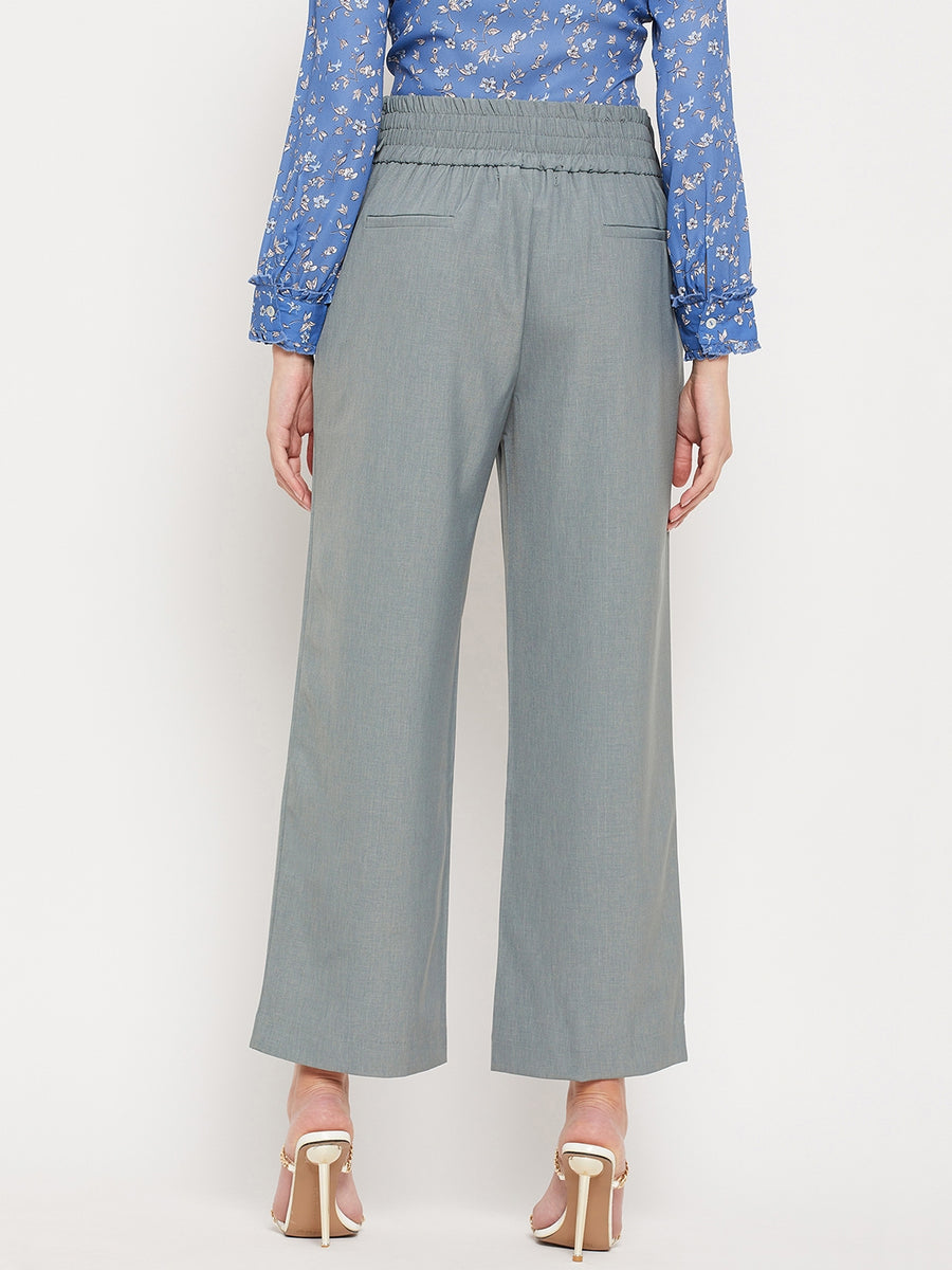 Wide leg trousers with tie - Light Green | Guts & Gusto