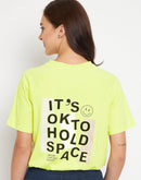 Camla Women Neon Green Typography Balloon T-Shirt