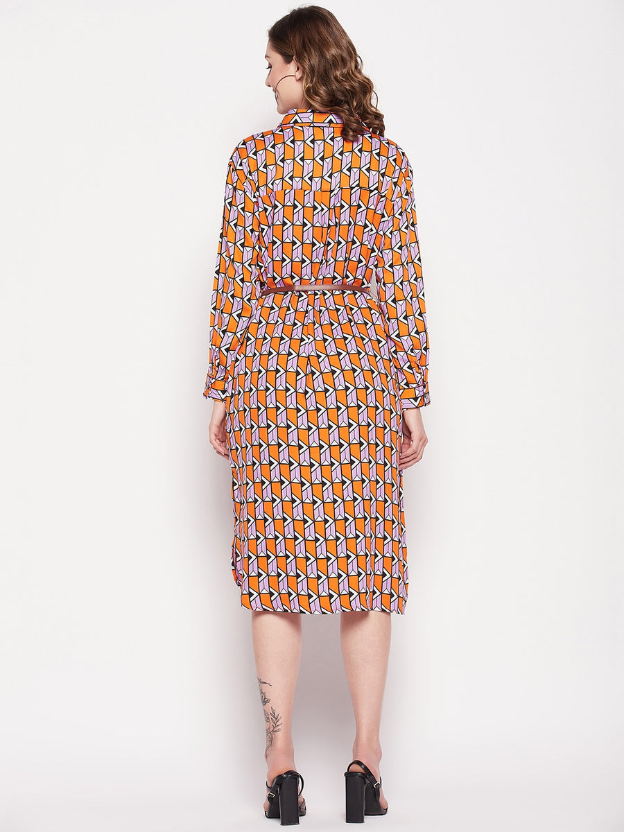 MADAME Printed A-line Shirt Dress