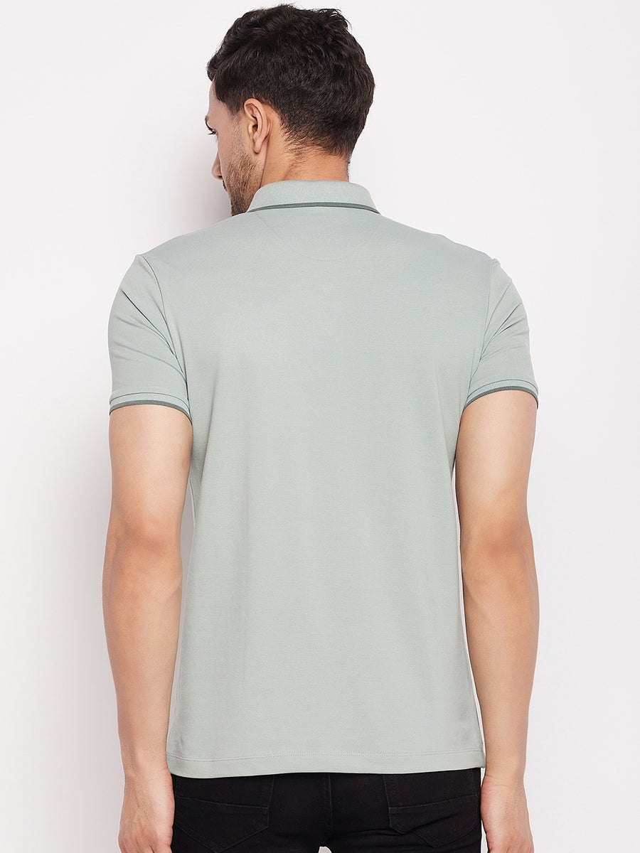 Camla Green Cotton  Polo Collar T Shirt