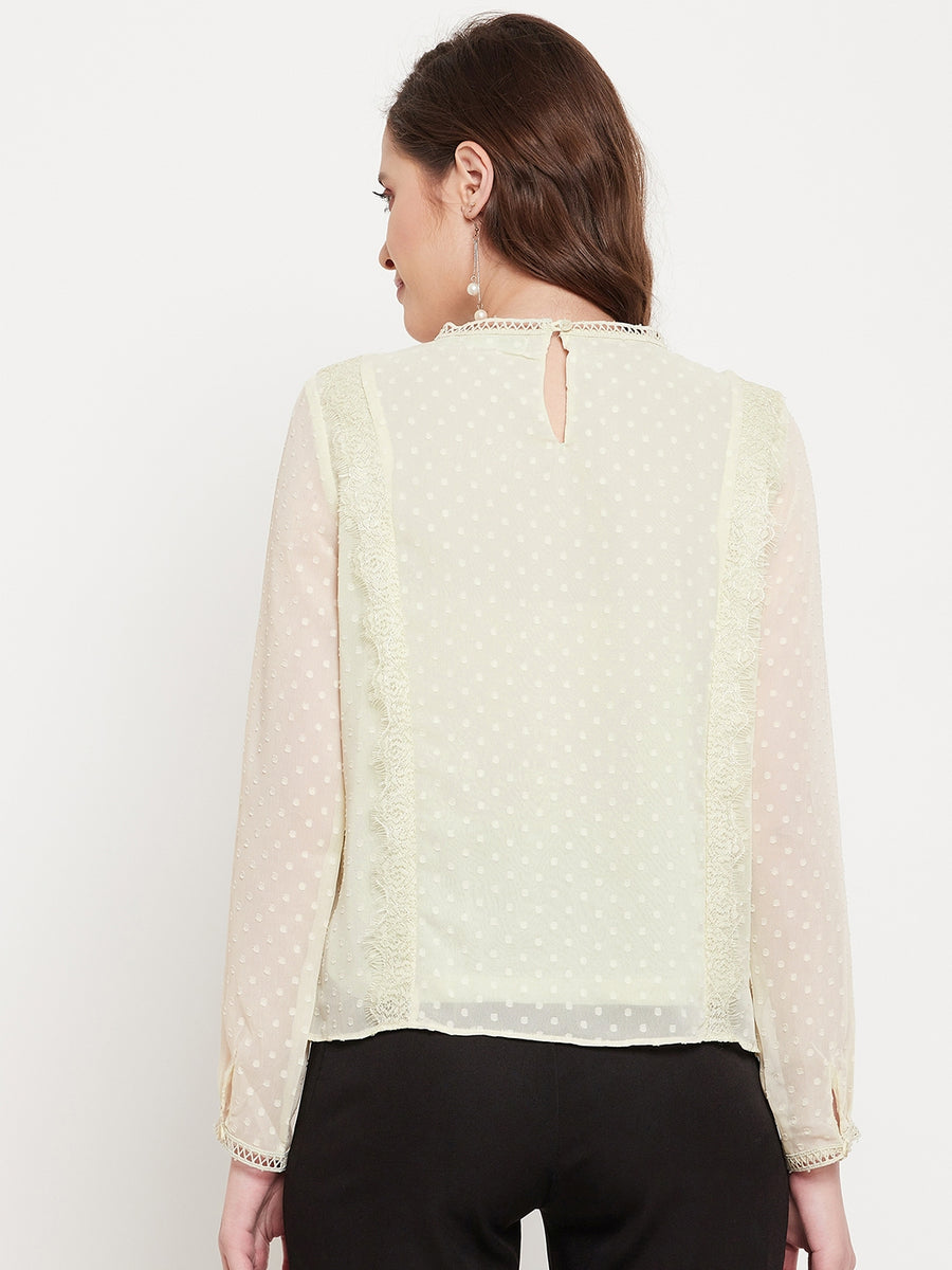 Madame  Mint Semi Sheer Laced Top