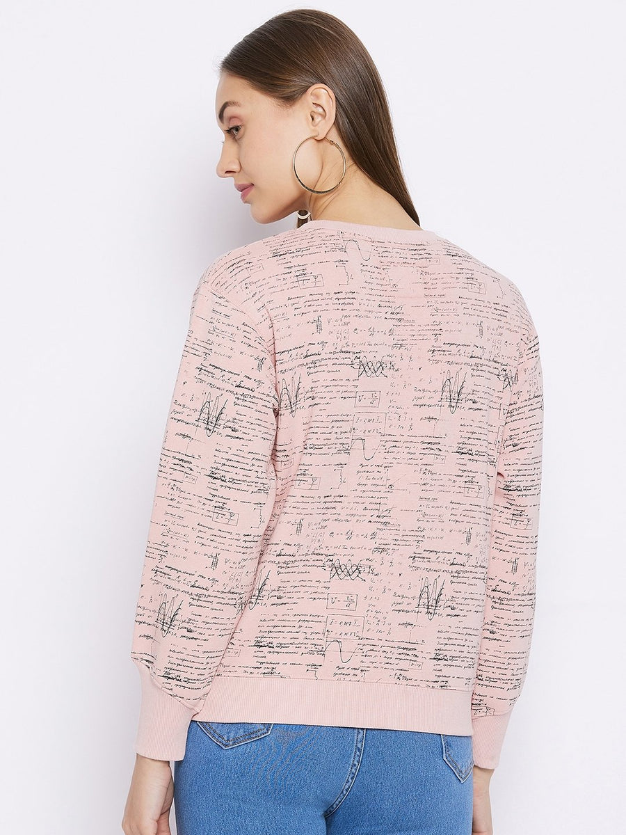 Madame Women Light Pink Printed Sweatshirt