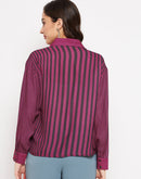 Madame Collar Neck Stripes Shirt