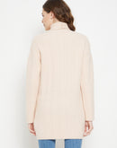 Camla Barcelona Cable Knit Turtle Neck Peach Dress For Women