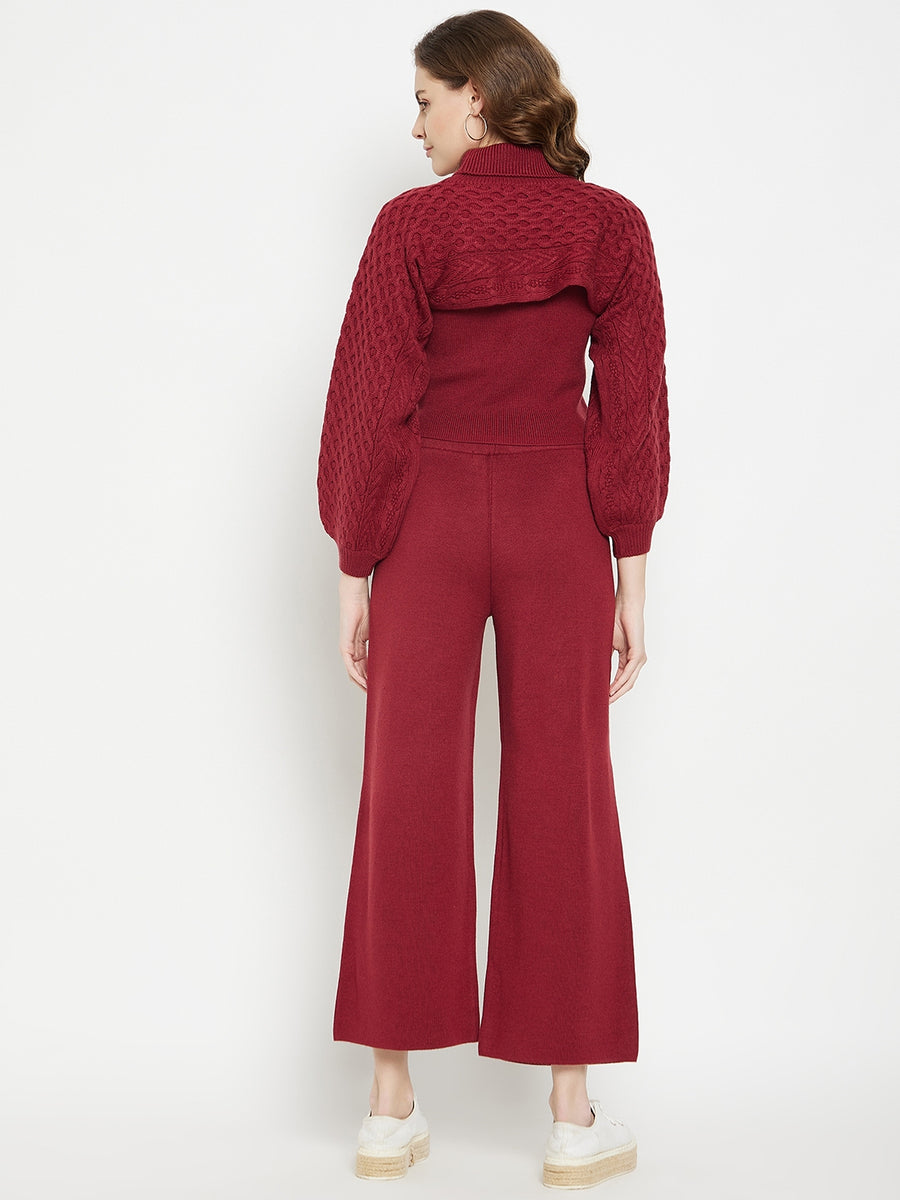 Camla Barcelona Turtle Neck Rust Co-ord Set for Women