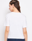 Madame Solid White Typography Top