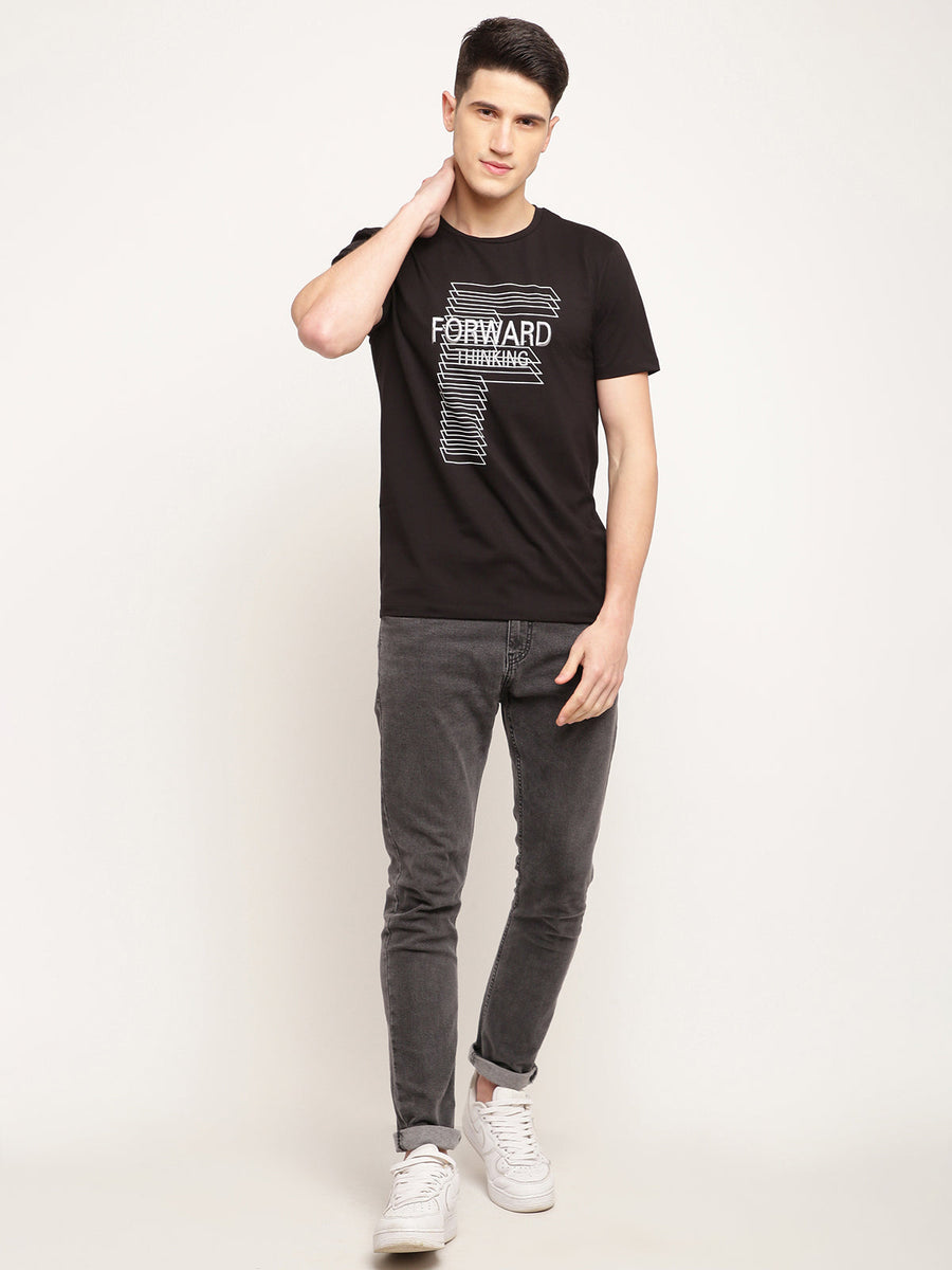 Camla Men Crew Neck Black T-Shirt