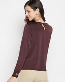 Madame Boat Neck Cuff Sleeve Solid Onion Top